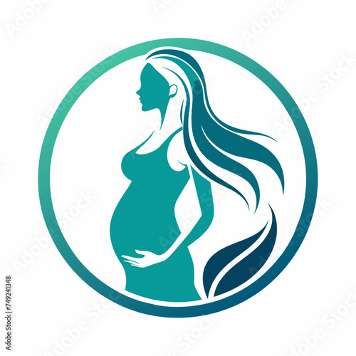 pregnent women vector logo silhouette, white background photo