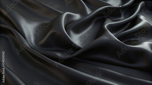 Smooth Black Satin Fabric Texture