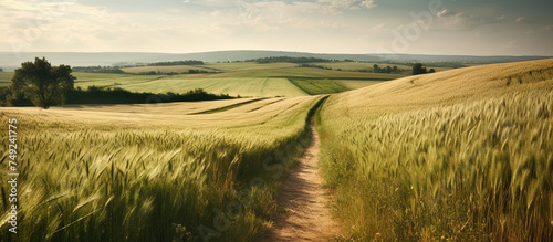summer rural natural landscape with fields