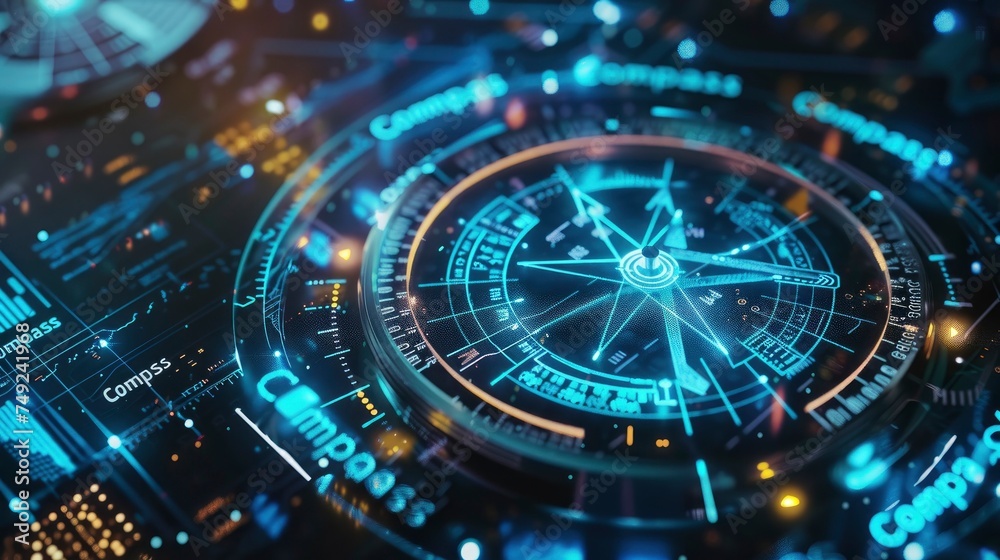 Compass technoloy style with text Compass technoloy style with text