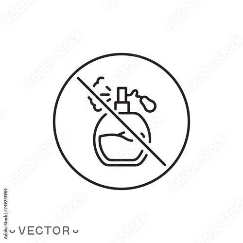no scent icon, aroma free, smell absence concept, does not contain odor, thin line symbol isolated on white background, editable stroke eps 10 vector illustration 