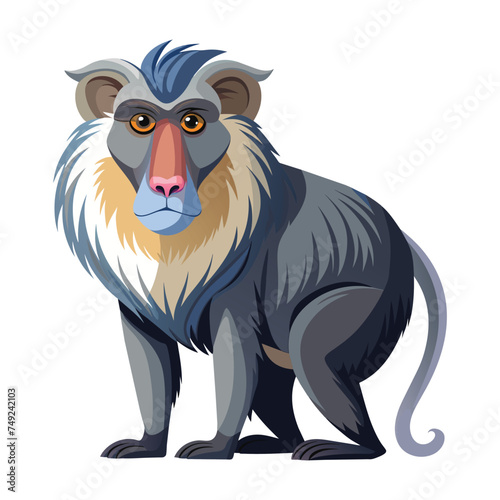 Baboon Illustration on White Background