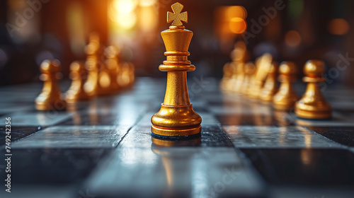 Chess Moves Businessman Strategically Moving Chess Pieces on a Board 