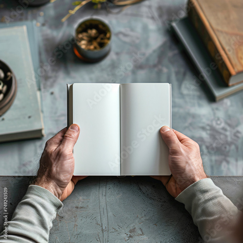 person holding a empty book 