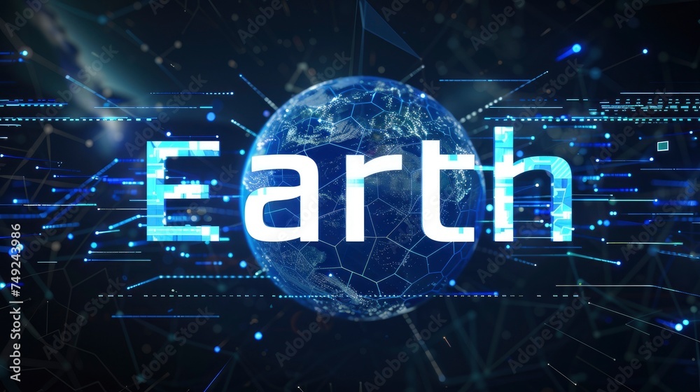 Earth future technoloy with text Earth future technoloy with text