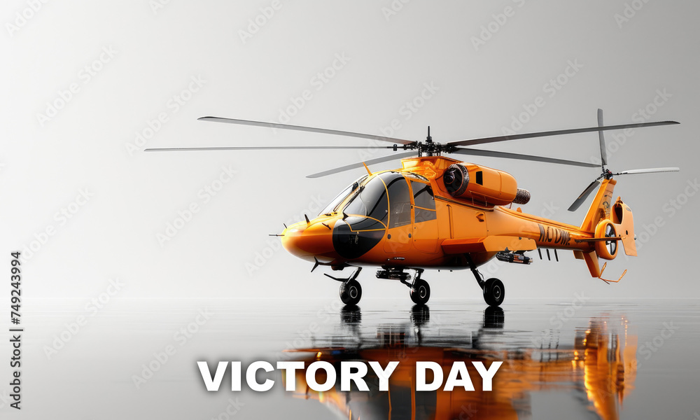 Fototapeta premium Victory Day, A military Helicopter 