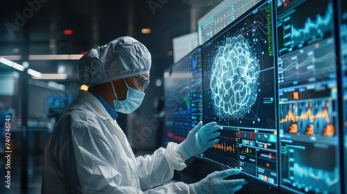 future of Neurosurgery healthcare with edge computer concept photo