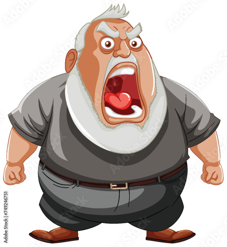 Illustration of a furious man screaming with rage