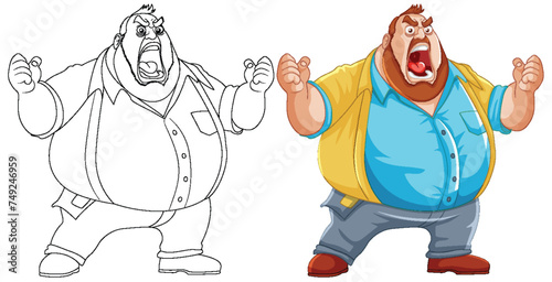 Vector illustration of a cartoon man looking angry