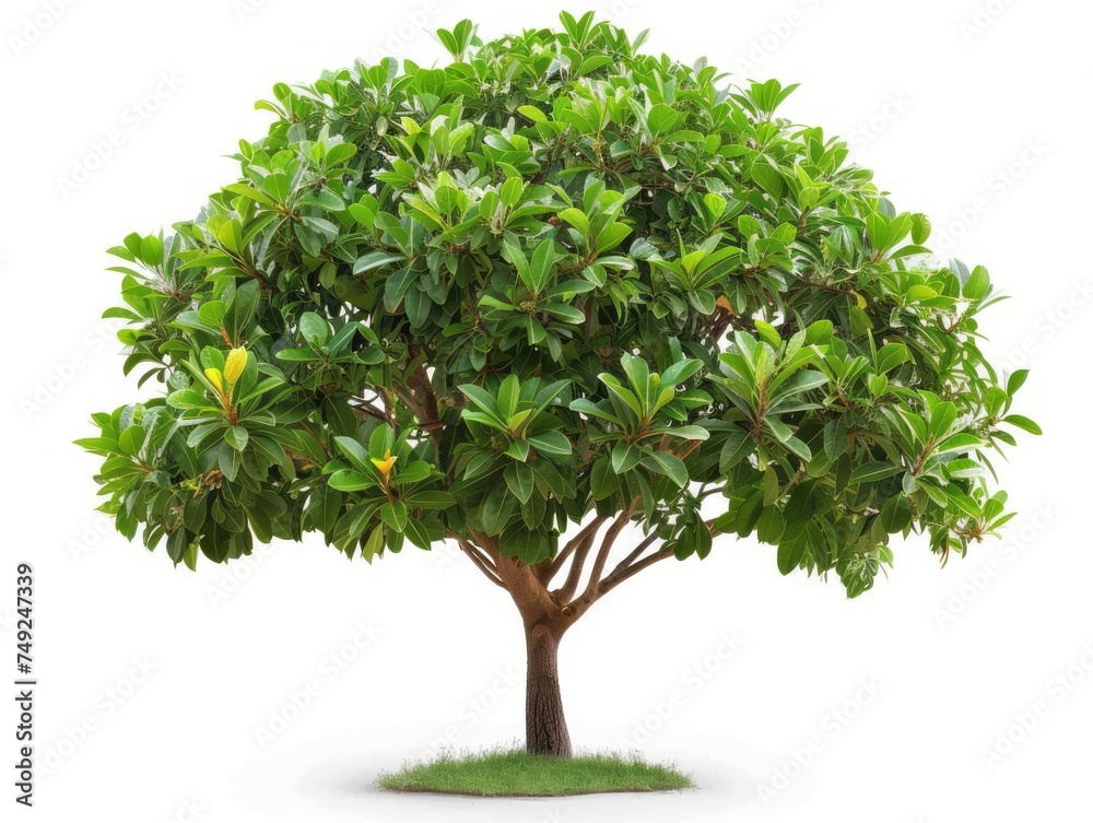 Tree With Green Leaves on White Background