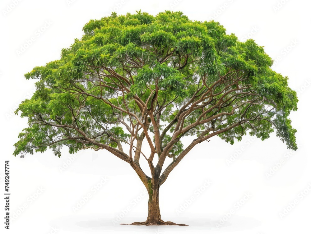 Green Leaves Tree on White Background Green Leaves Tree on White Background