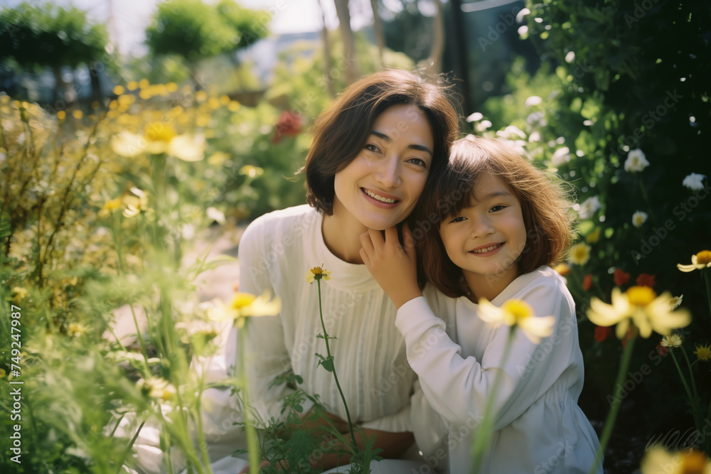 Mother's Day card. International Women's Day. Mother with child.