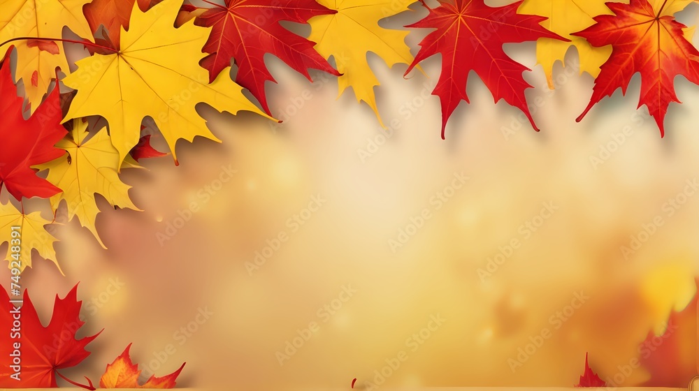 a visually appealing banner using red and yellow maple leaves in soft focus to signify the golden farewells of the year, promoting special offers and discounts. a visually appealing banner using red and yellow maple leaves in soft focus to signify the golden farewells of the year, promoting special offers and discounts.