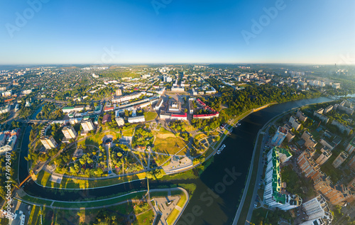 Orel, Russia. Panorama of the city center from the air morning time. Aerial view