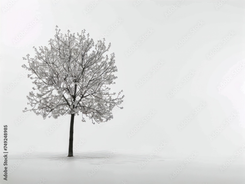 Obraz premium Lone Tree Stands in Snow