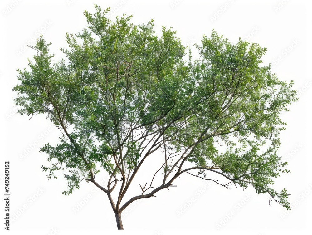 Obraz premium Tree With Green Leaves on White Background