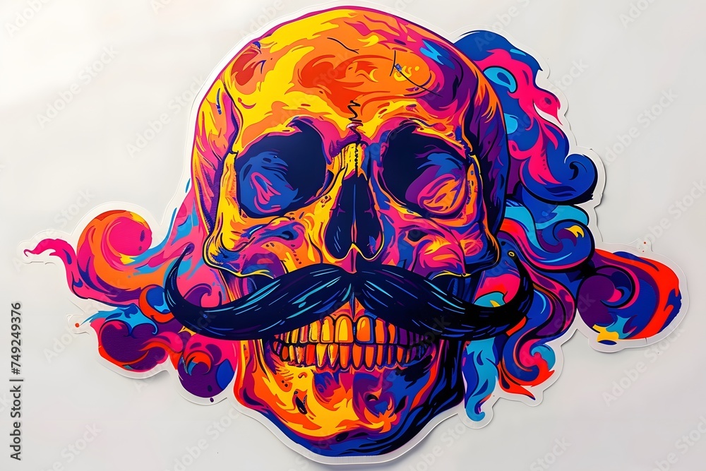 Naklejka premium a abstract skull with a mustache