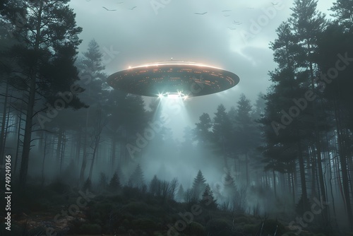 a ufo over a forest