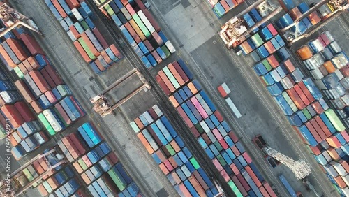 day View of Busan Port: Container Terminal Amidst Mountains and Sea