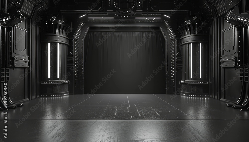 Empty Stage in Black and White - obrazy, fototapety, plakaty 