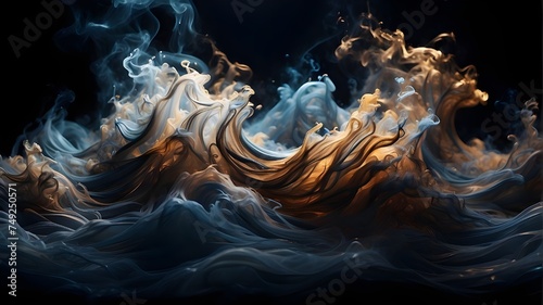 Liquid Gold Merging with Midnight Blue Hues, A Dance with Liquid Gold, Liquid Gold and Midnight Blue in Captivating Motion, Midnight Blue Hues with Liquid Gold, Liquid Gold and Midnight Blue