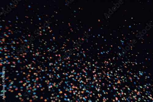 A shower of colorful confetti dots against a dark backdrop, symbolizing festivity and fun. Confetti Rain in Nighttime Celebration