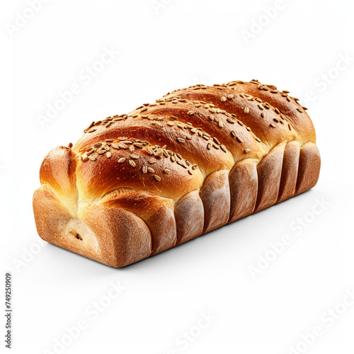 loaf of white bread isolated on white background with clipping path.