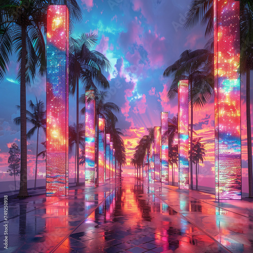 Holographic Oasis A mirage of digital paradise pixels of perfection