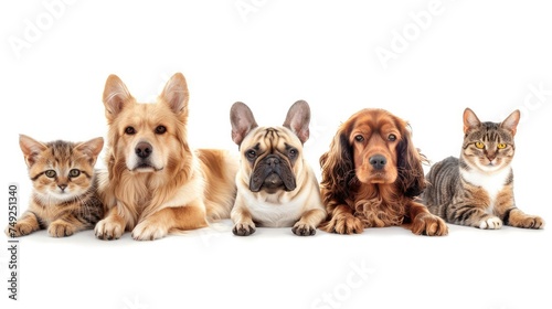Different pets such as dogs and cats. Set collection, isolated on white background. Generative ai © Dvid