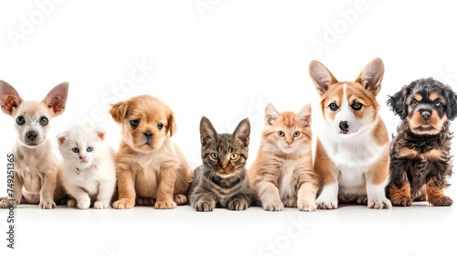 Different pets such as dogs and cats. Set collection, isolated on white background. Generative ai © Dvid