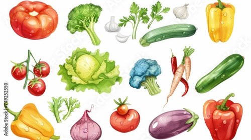 Delicious ripe vegetables  full of vitamins. Set collection  isolated on white background. Generative ai