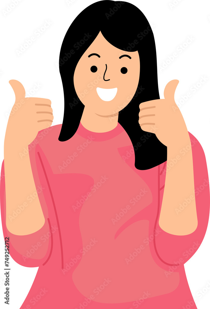 smiling young girl showing thumbs up gesture with both hands smiling young girl showing thumbs up gesture with both hands