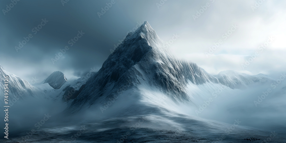 Obraz premium A mountain peak with a subtle minimalistic trail
