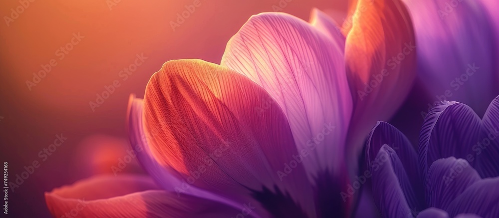 A detailed view of a vibrant autumn crocus blossom, with its delicate petals and intricate stamen, set against a soft, blurred background. A detailed view of a vibrant autumn crocus blossom, with its delicate petals and intricate stamen, set against a soft, blurred background.