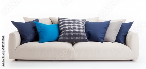 Sofa with pillows on a white background 3d rendering