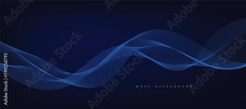 Abstract blue vector background with blue wavy lines. © VectorStockStuff