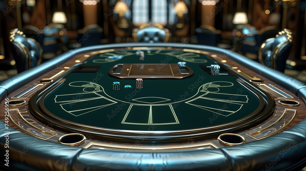 Casino table, 3D rendering. Generative AI.
