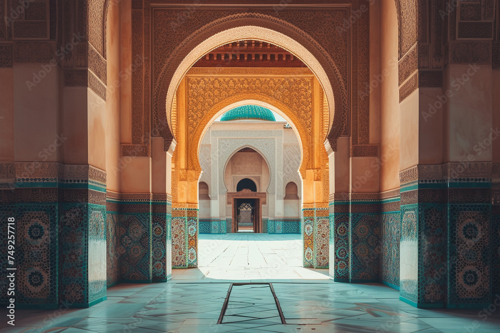 Arab arch with mosque Ramadan concept 