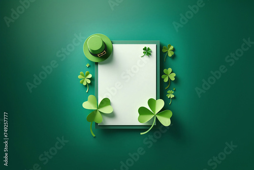 Saint Patrick's Day concept. Top view photo of st patrick's day decorations pots isolated green background with copyspace generative ai