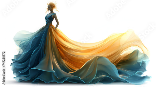  Fantasy gorgeous dress illustration design isolated on white background. generative ai