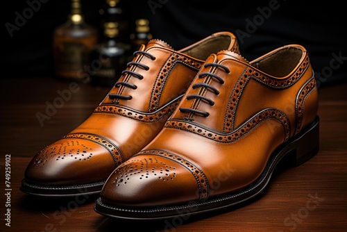 Dress shoes pair brown boot Generative AI © Saim Art