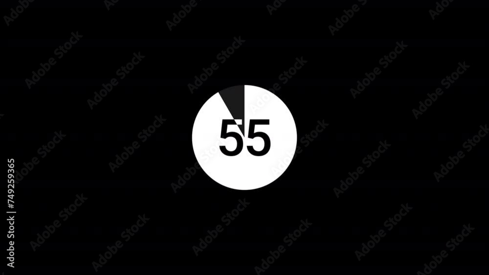 Round circle countdown timer one minute animation from 60 to 0 seconds, Round circle 60 seconds countdown, Countdown timer, Countdown video