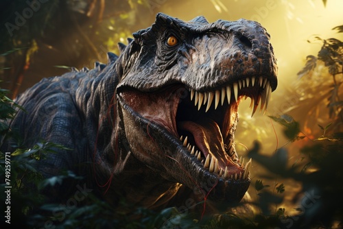 tyrannosaurus rex in the jungle. dinosaur Generative AI © Saim Art