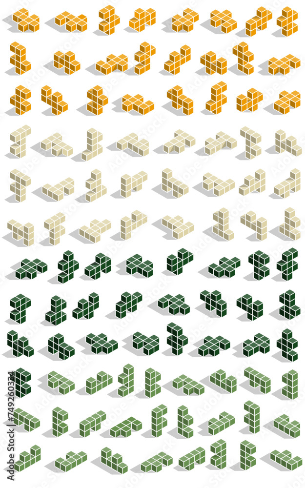 An additional set of cubes for puzzles. Isolated on white background. Vector illustration.