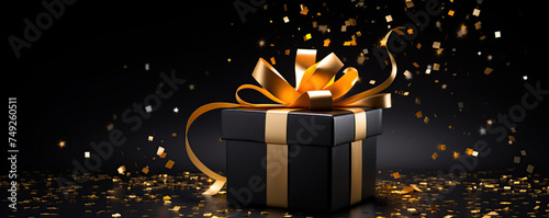 Elegant Black and Gold Gift Box With a Bow