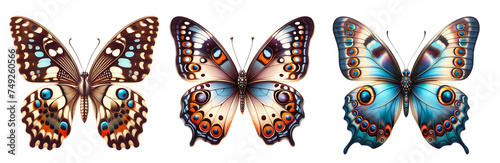 set of butterflies isolated on transparent background PNG Image AI Generated