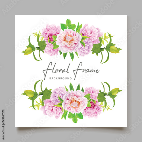 peonies floral watercolour background and frame design © lukasdedi