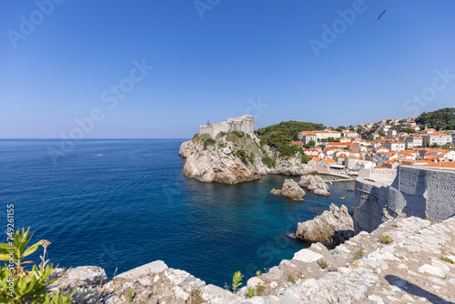 View from City Walls of Fort Lovrijenac, medieval defensive structure, Dubrovnik, Croatia photo