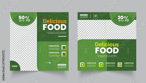 Food Social Media Template design, Food Menu Social Media Post design, set of food social media post or web banner template design. 