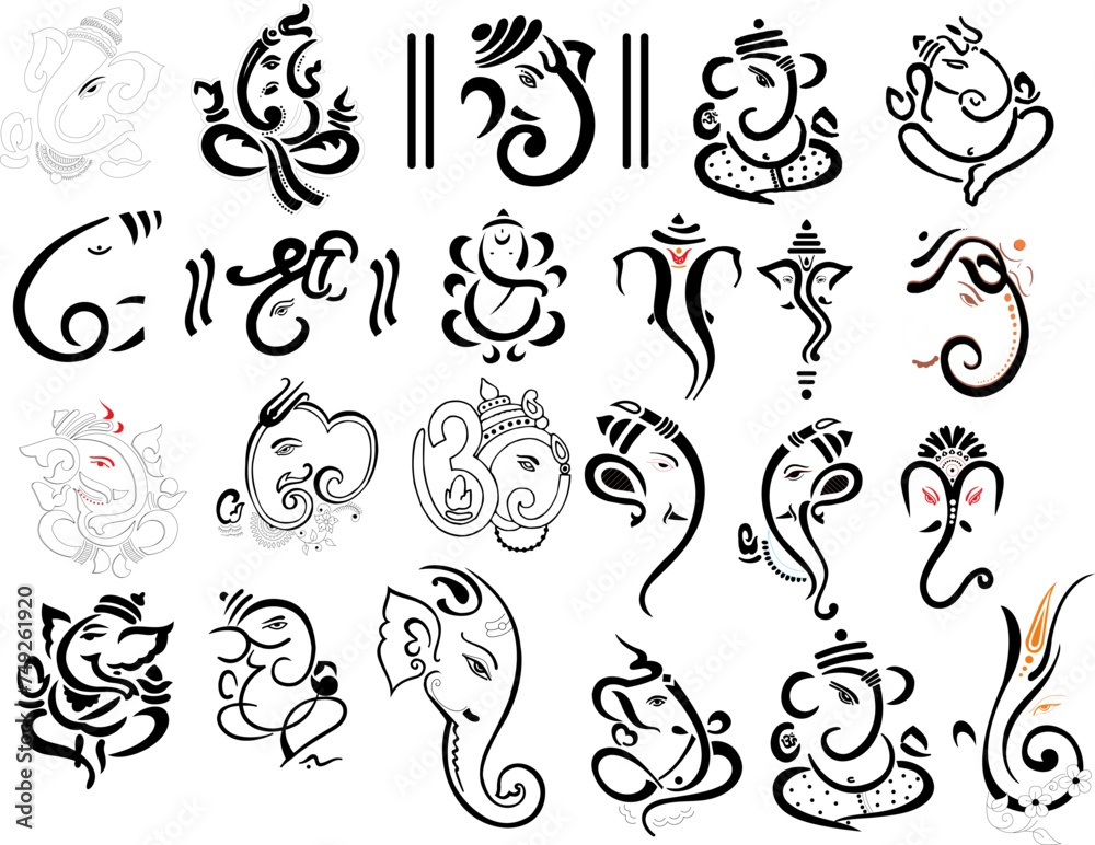 Naklejka premium Lord ganesh vector illustration various collection